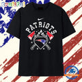 Distressed New England Patriots Heart and Axes Logo T Shirt