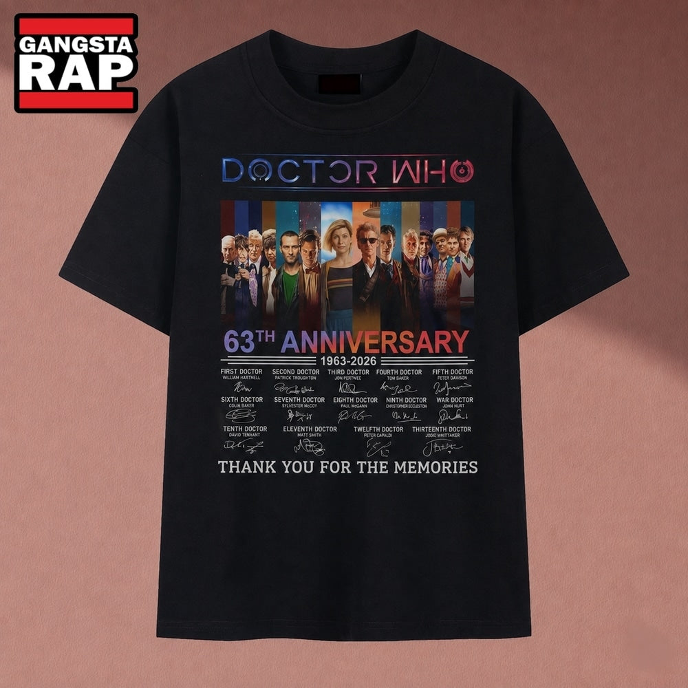 Doctor Who 63rd Anniversary 1963 2026 Signatures Thank You For The Memories T Shirt, Music 2D Shirt