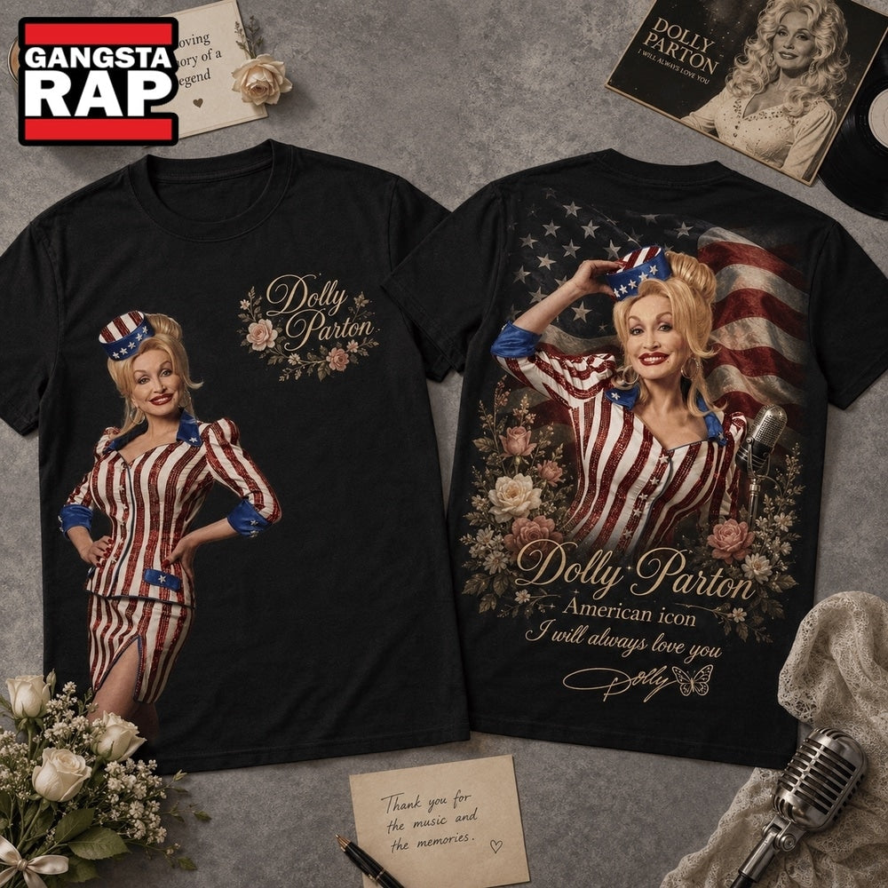 Dolly Parton American Legend Patriotic Graphic T Shirt
