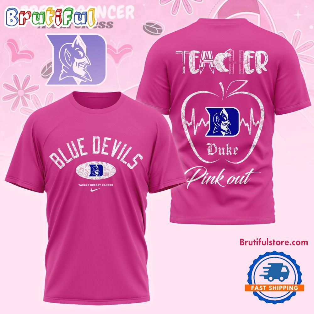 Duke Blue Devils 2025 NCAA Teacher Tackle Breast Cancer Unisex 3D Shirt