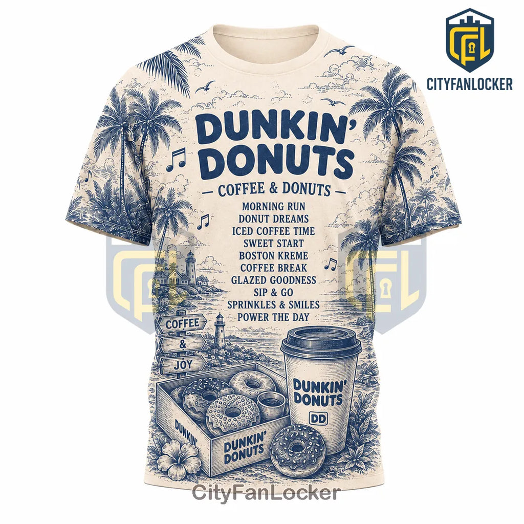Dunkin Donuts Coffee and Donuts Cream T-Shirt