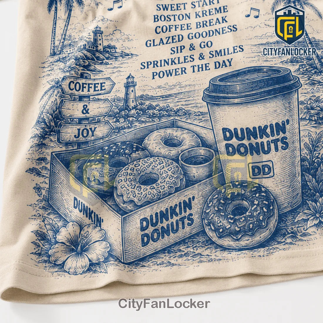 Dunkin Donuts Coffee and Donuts Cream T-Shirt