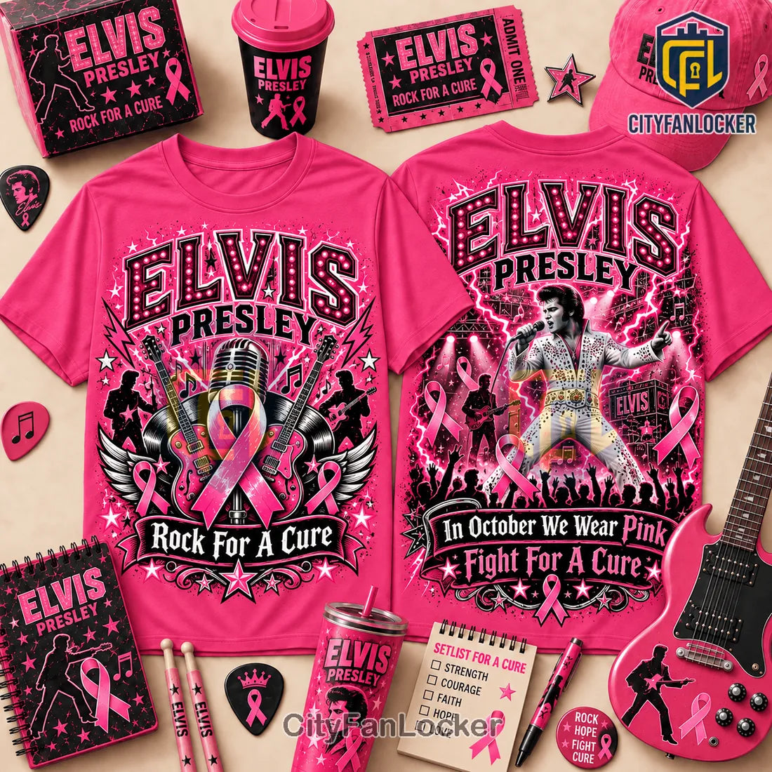 Elvis Presley Breast Cancer Awareness Shirt