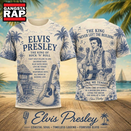 Elvis Presley Coastal Palm Vintage Guitar 2026 3D Shirt