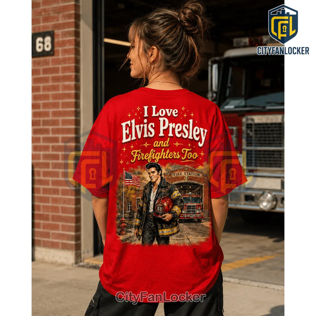 Elvis Presley Firefighter Red T-Shirt 2026