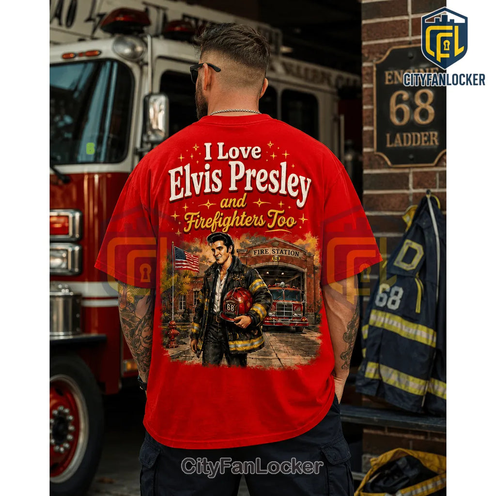 Elvis Presley Firefighter Red T-Shirt 2026