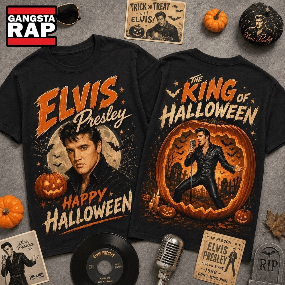 Elvis Presley Halloween Vintage Graphic Spooky Music Fan Shirt