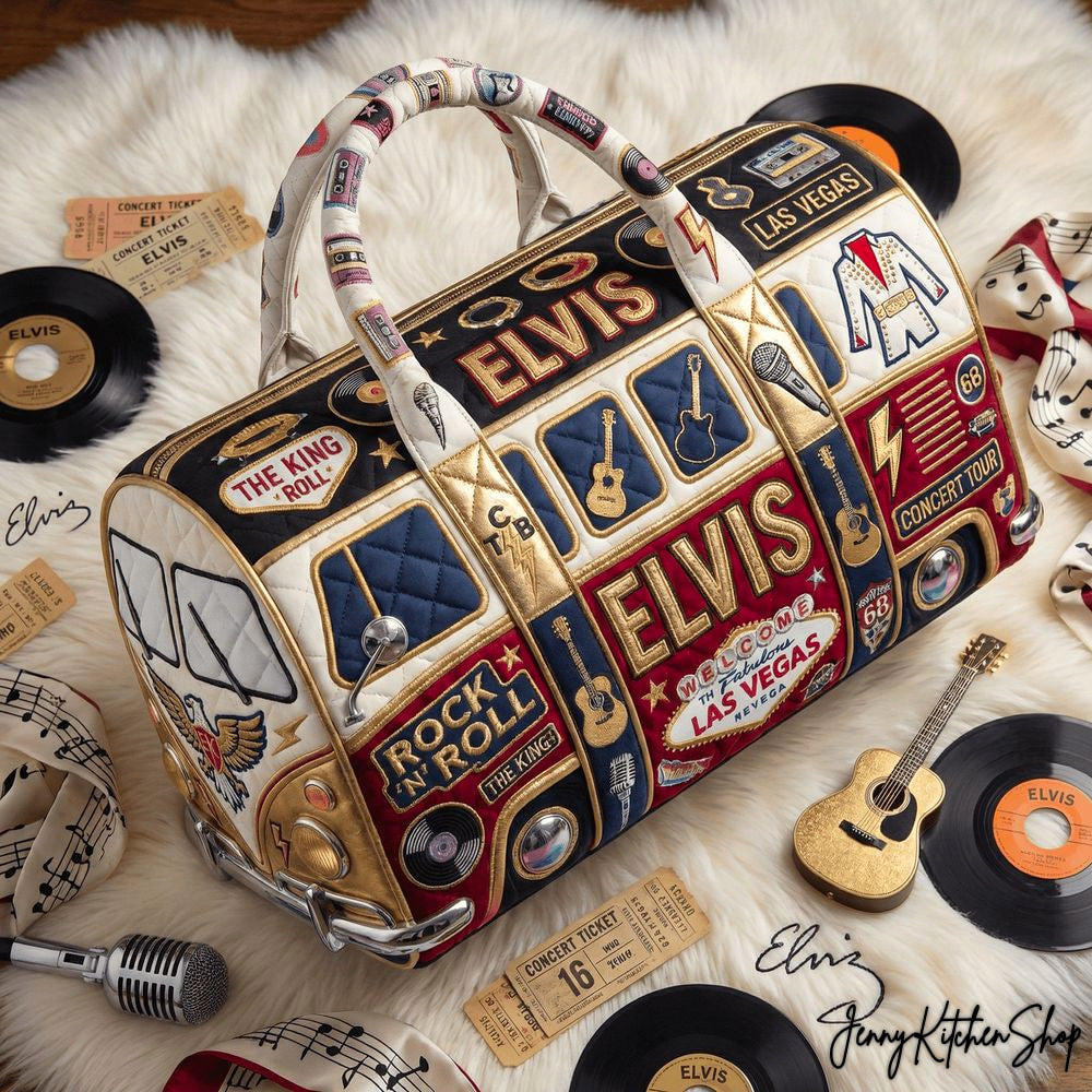 Elvis Presley Rock ‘n’ Roll Las Vegas Tribute Travel Quilted Duffle Bag