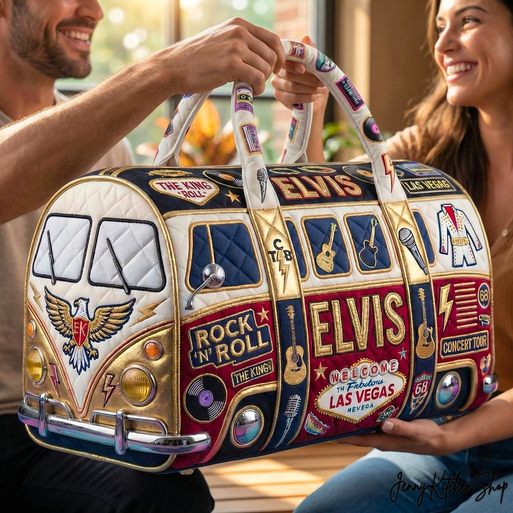 Elvis Presley Rock ‘n’ Roll Las Vegas Tribute Travel Quilted Duffle Bag
