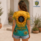 Elvis Presley Sunflower Yellow Turquoise V-Neck T-Shirt