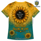 Elvis Presley Sunflower Yellow Turquoise V-Neck T-Shirt