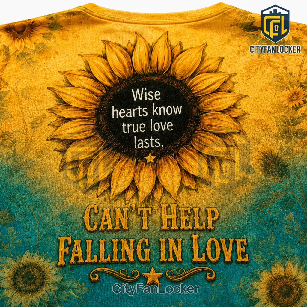 Elvis Presley Sunflower Yellow Turquoise V-Neck T-Shirt