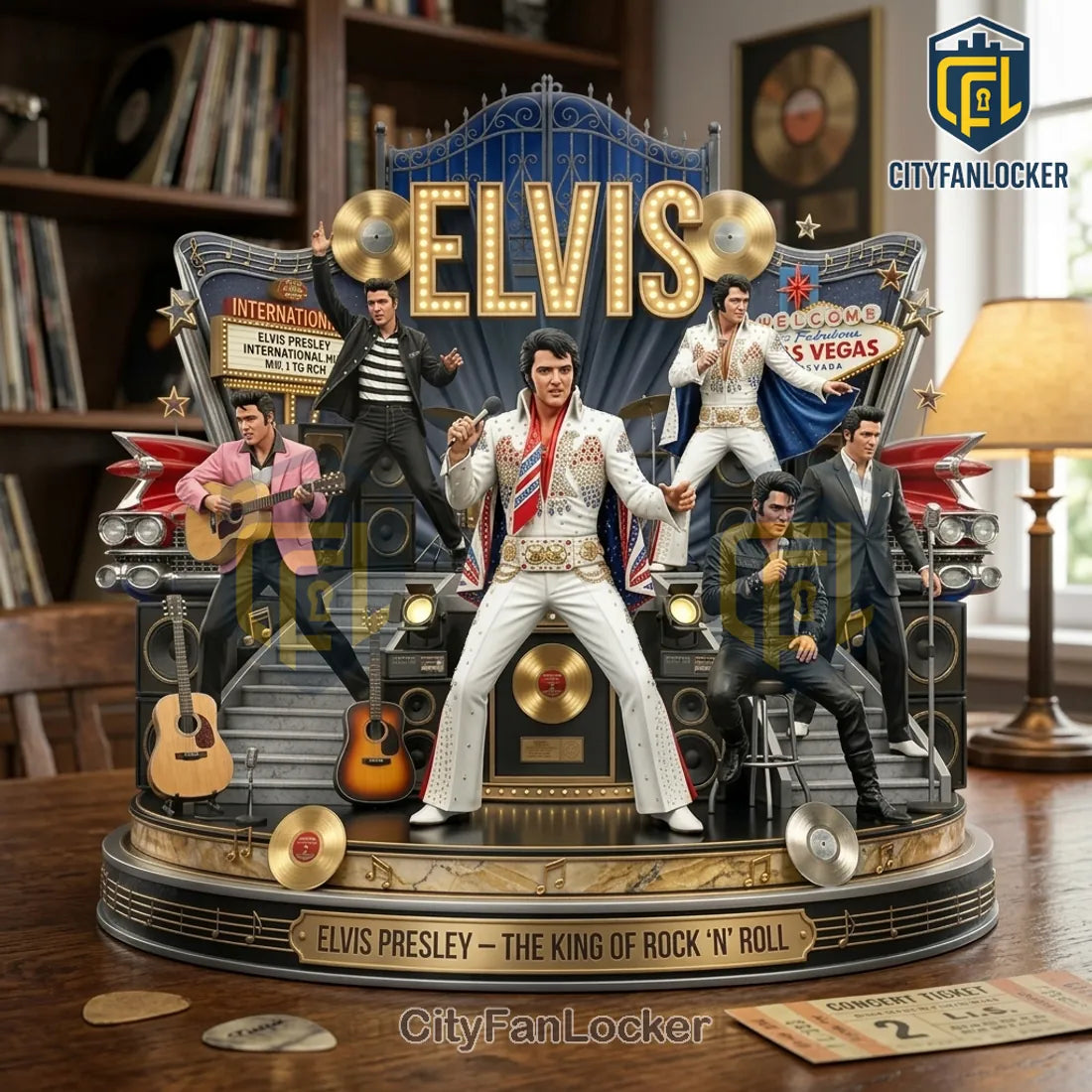 Elvis Presley The King of Rock n Roll Sculpted Diorama Collectible Figurine