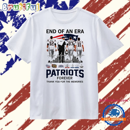 End of an Era Tom Brady Bill Belichick Rob Gronkowski Julian Edelman Patriots Signature T Shirt