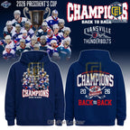 Evansville Thunderbolts 2026 Presidents Cup Back to Back Champions Navy Hoodie