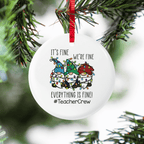 Funny Christmas Ornament - Circle Ceramic Ornament - Personalized Christmas Gift for Teacher, Kindergarten, Preschool, Pre K, Paraprofessional