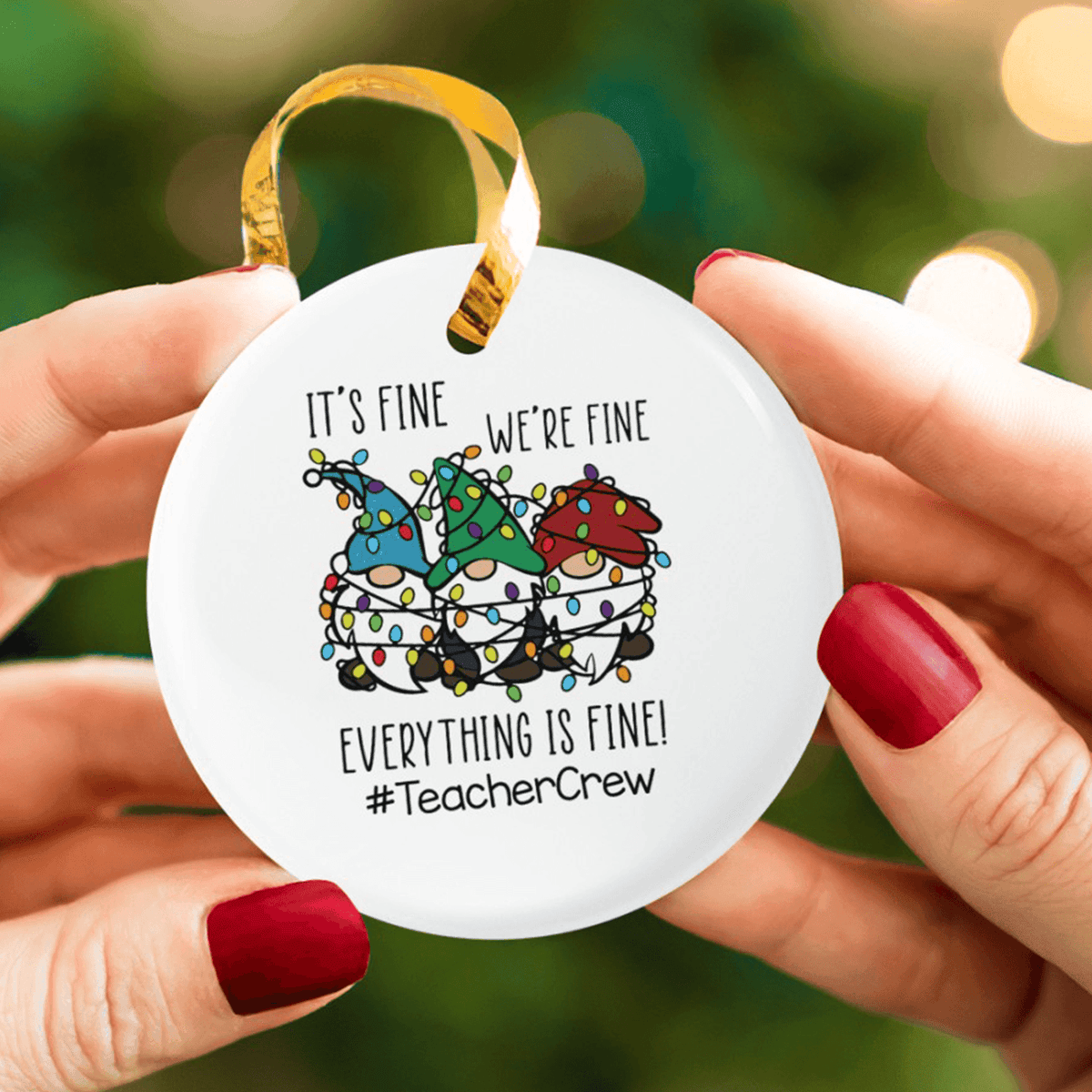 Funny Christmas Ornament - Circle Ceramic Ornament - Personalized Christmas Gift for Teacher, Kindergarten, Preschool, Pre K, Paraprofessional