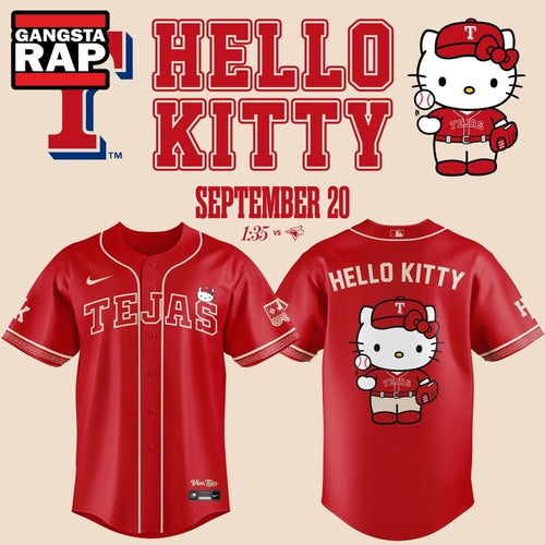 Exclusive Tejas City Connect Texas Rangers x Hello Kitty 2026 Baseball Jersey