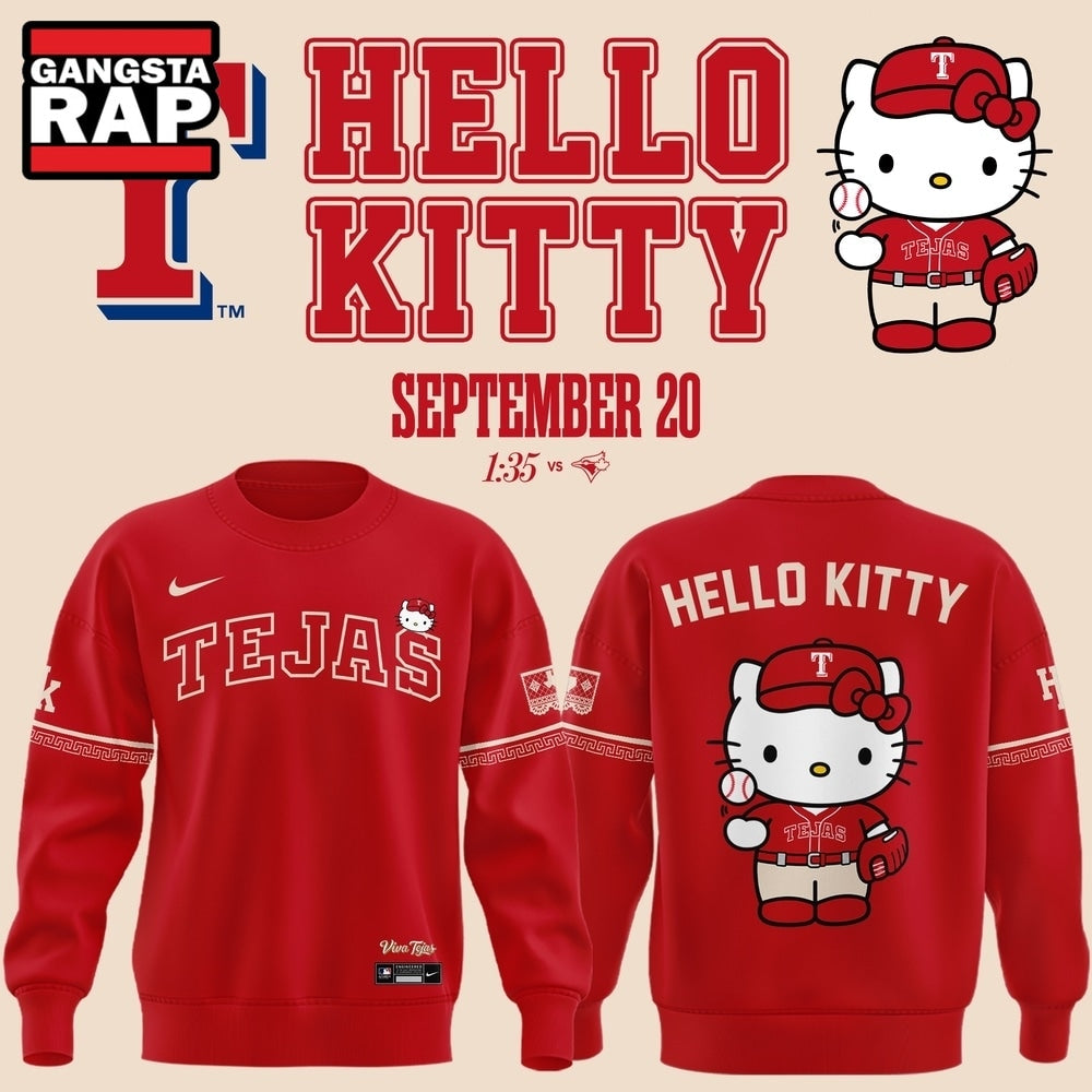 Exclusive Tejas City Connect Texas Rangers x Hello Kitty 2026 Hoodie T-Shirt