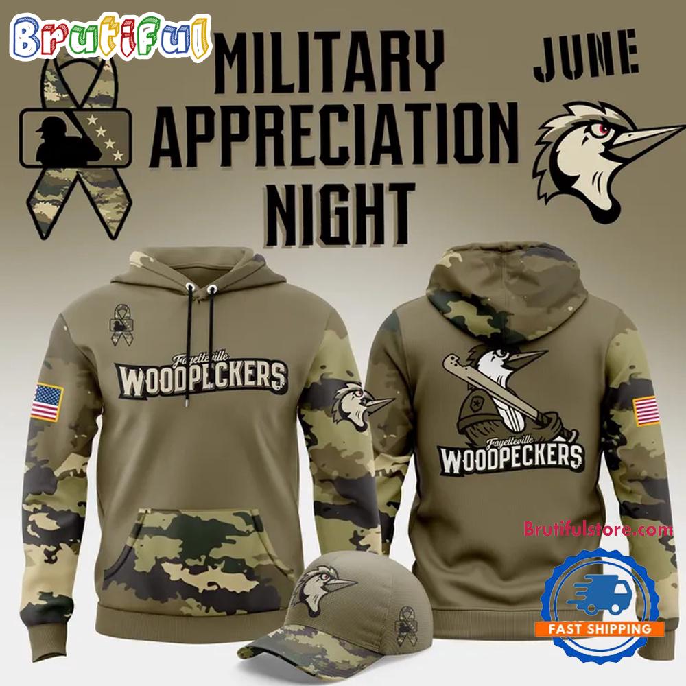 Fayetteville Woodpeckers Military Appreciation Night 2025 Hoodie Shirt