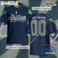 Featuring The City Skyline Built From Legendary Seattle Seahawks Football Jersey