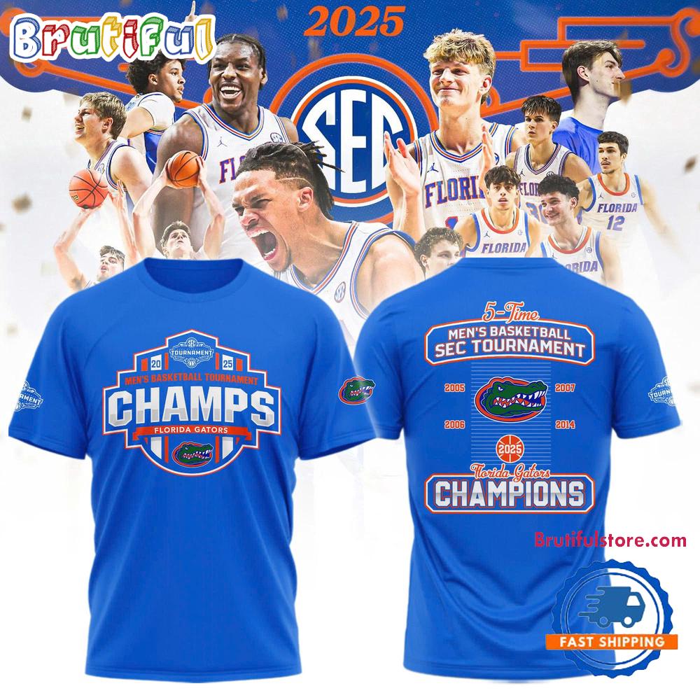 Florida Gators 2025 SEC Men’s Basketball Conference Tournament Champions 3D Shirt