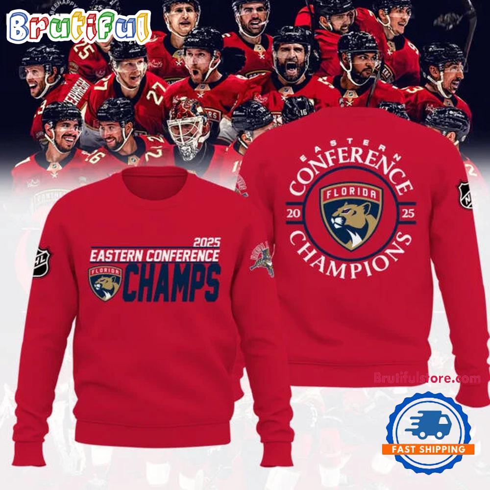 FLORIDA PANTHERS 2025 Eastern Conference Champions Team Logo Hoodie T-Shirt