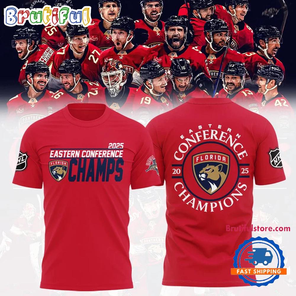 FLORIDA PANTHERS 2025 Eastern Conference Champions Team Logo Hoodie T-Shirt