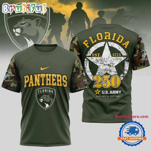 Florida Panthers NHL 250 Years US Army Limited 3D Shirt
