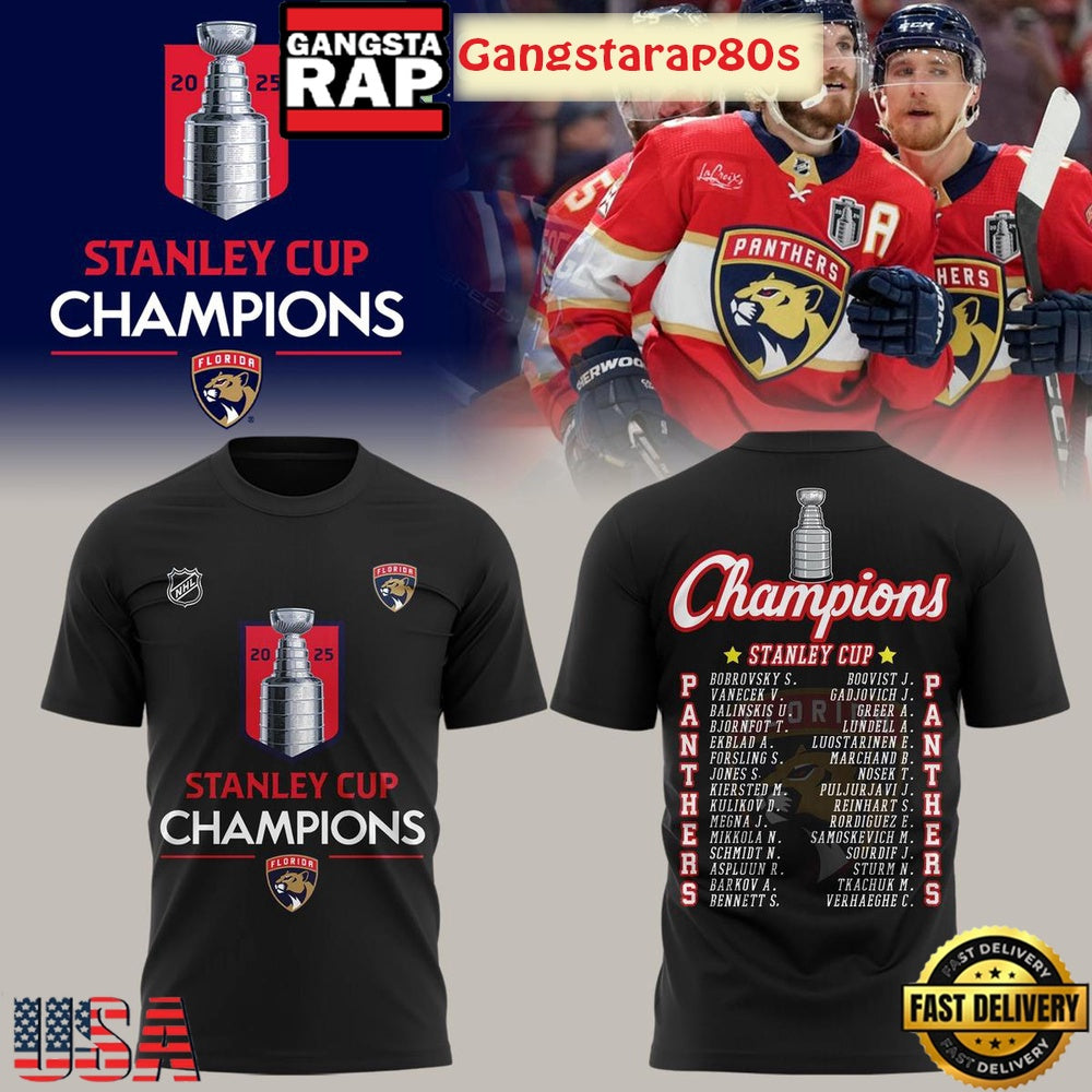 Florida Panthers NHL Stanley Cup 2025 All Over Print T-Shirt Hoodie