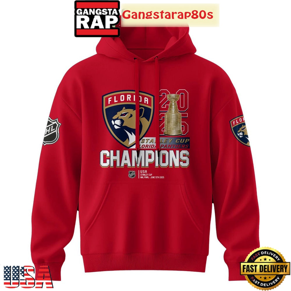 Florida Panthers Stanley Cup 2025 Champions All Over Print T-Shirt Hoodie