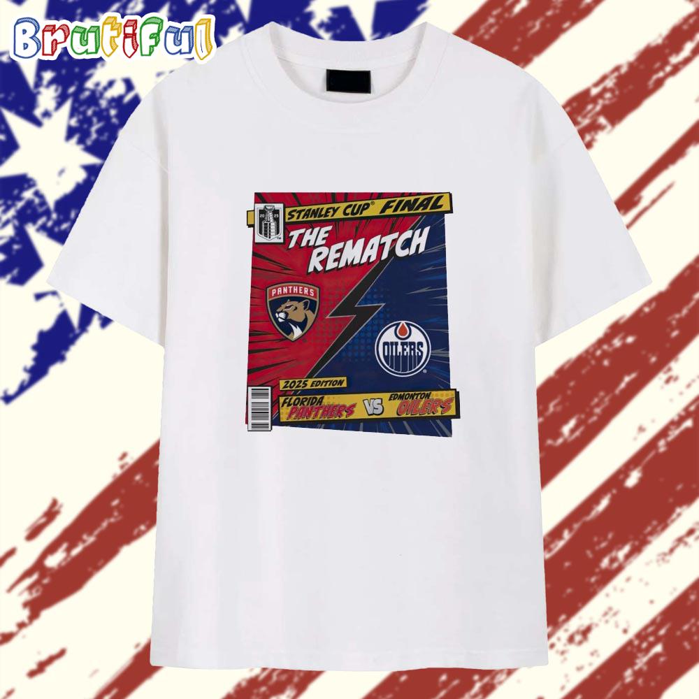 Florida Panthers vs Edmonton Oilers 2025 Stanley Cup Final Rematch Comic T Shirt