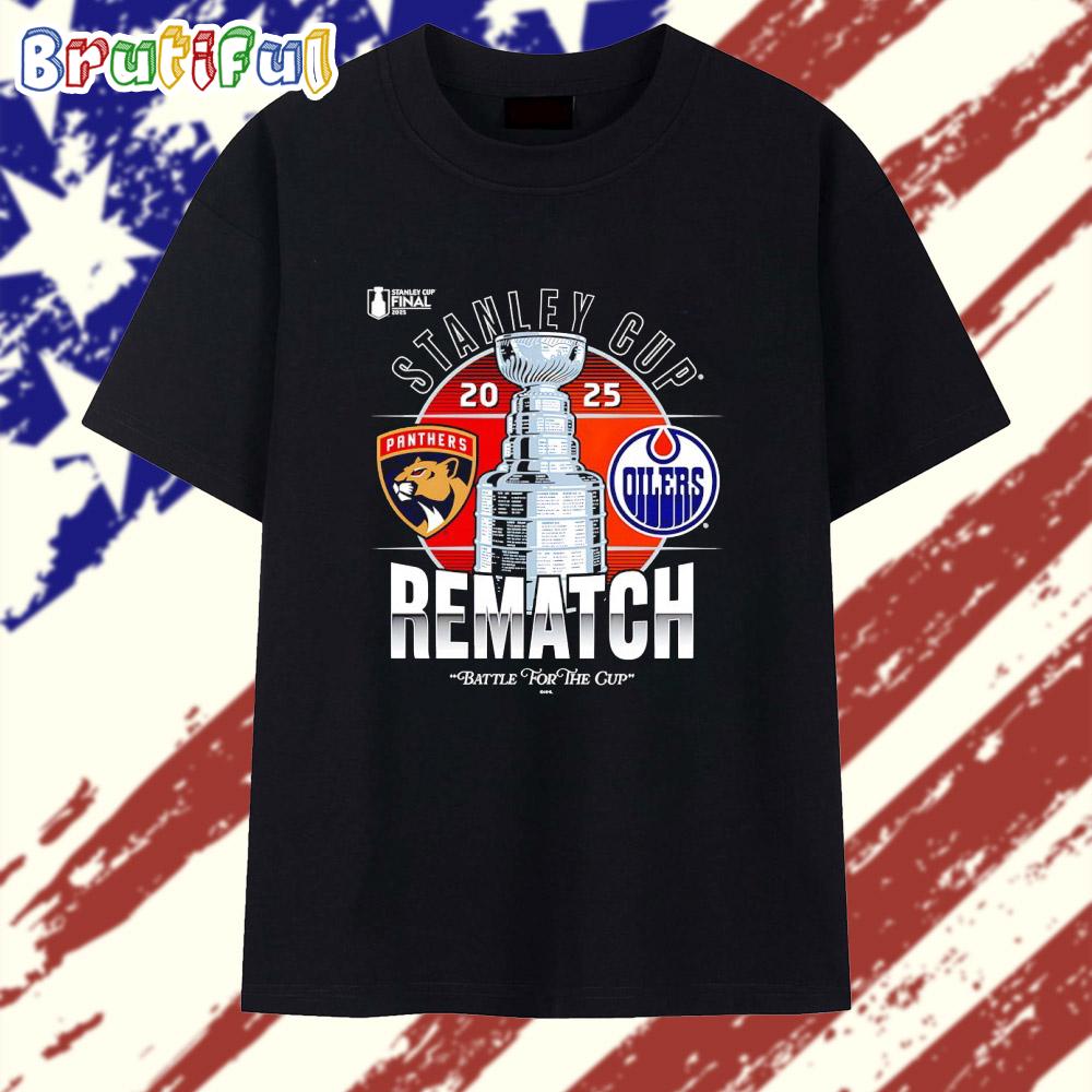 Florida Panthers vs. Edmonton Oilers Black 2025 Stanley Cup Final Matchup Rematch Battle for the Cup T Shirt