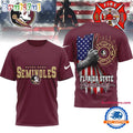 Florida State Seminoles 2025 NCAA Firefighter American Flag 3D Shirt