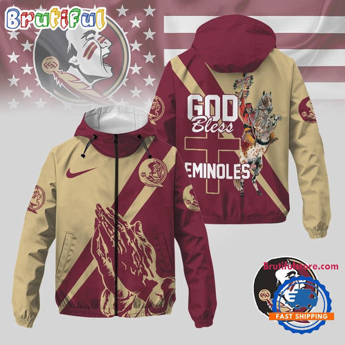 Florida State Seminoles 2025 NCAA God Bless My Team Windbreaker Jacket