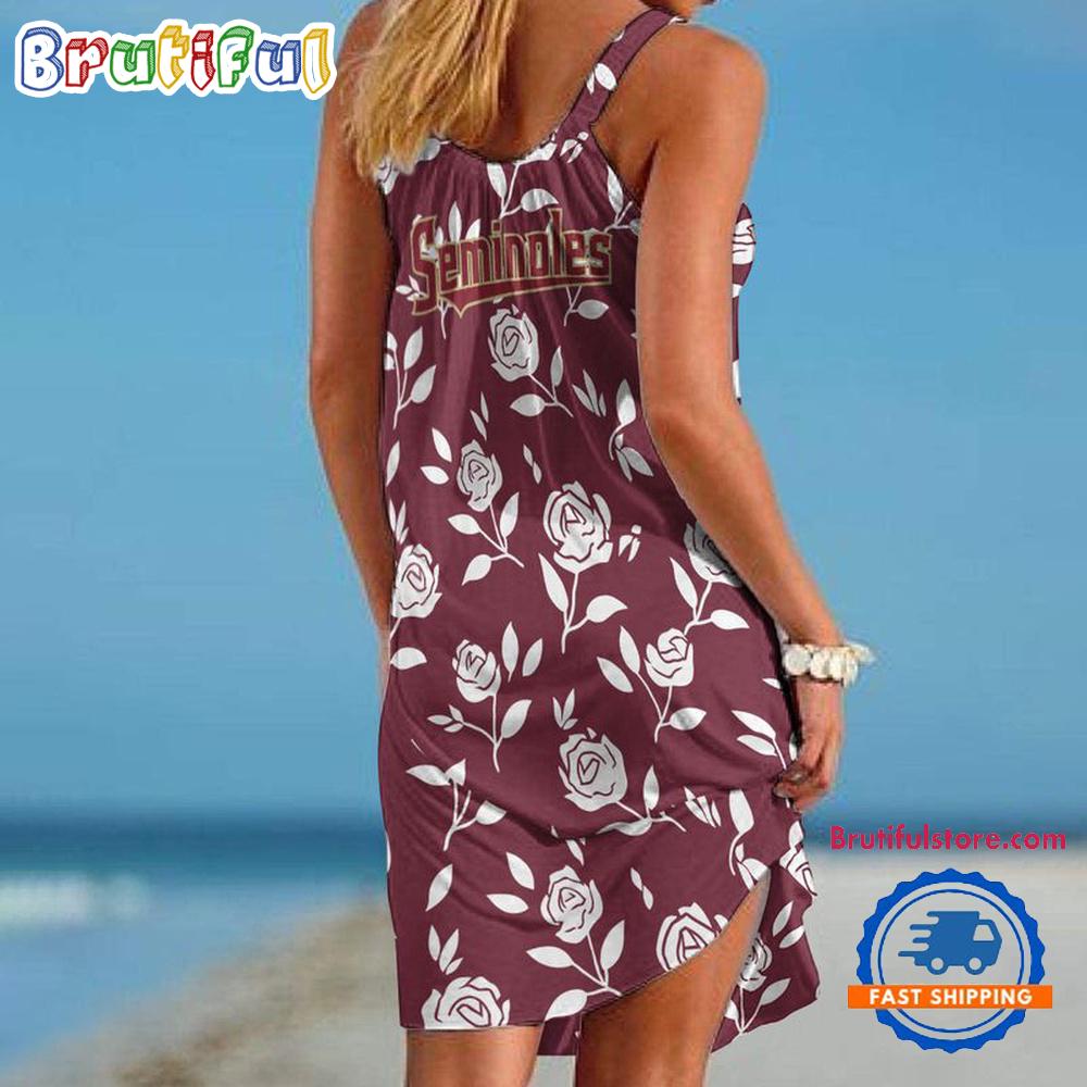 Florida State Seminoles Rose Pattern Women’s Summer Beach Sling Dress