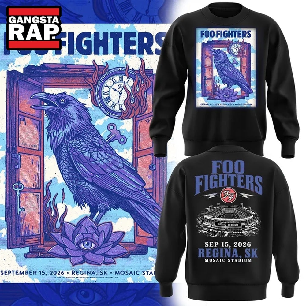 Foo Fighters Mosaic Stadium Regina 2026 Tour Hoodie T-Shirt