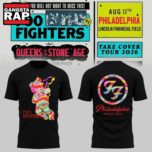 Foo Fighters Take Cover Tour 2026 Philadelphia Black T Shirt