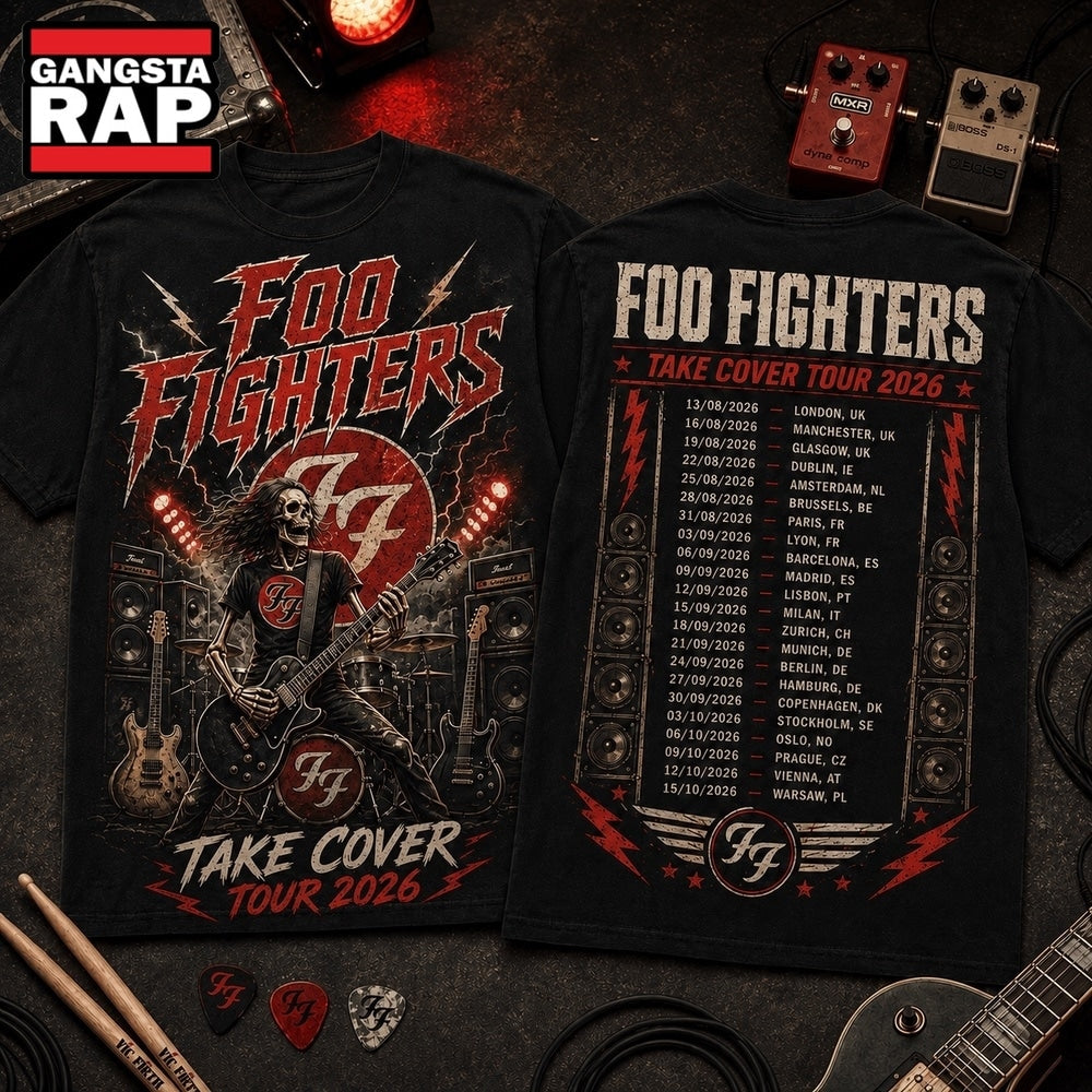 Foo Fighters Take Cover Tour 2026 Vintage Rock 3D Shirt