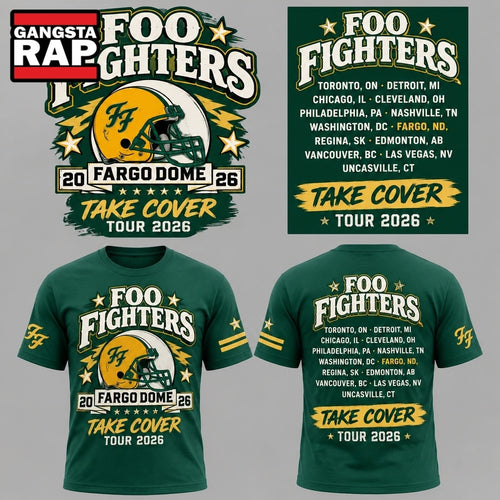 Foo Fighters x North Dakota State Bison Football Take Cover Tour T Shirt
