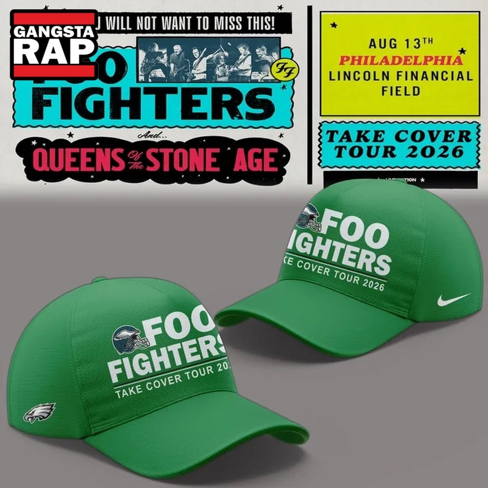 Foo Fighters x Philadelphia Eagles Take Cover Tour 2026 Classic Cap , Trendy Music Baseball Cap