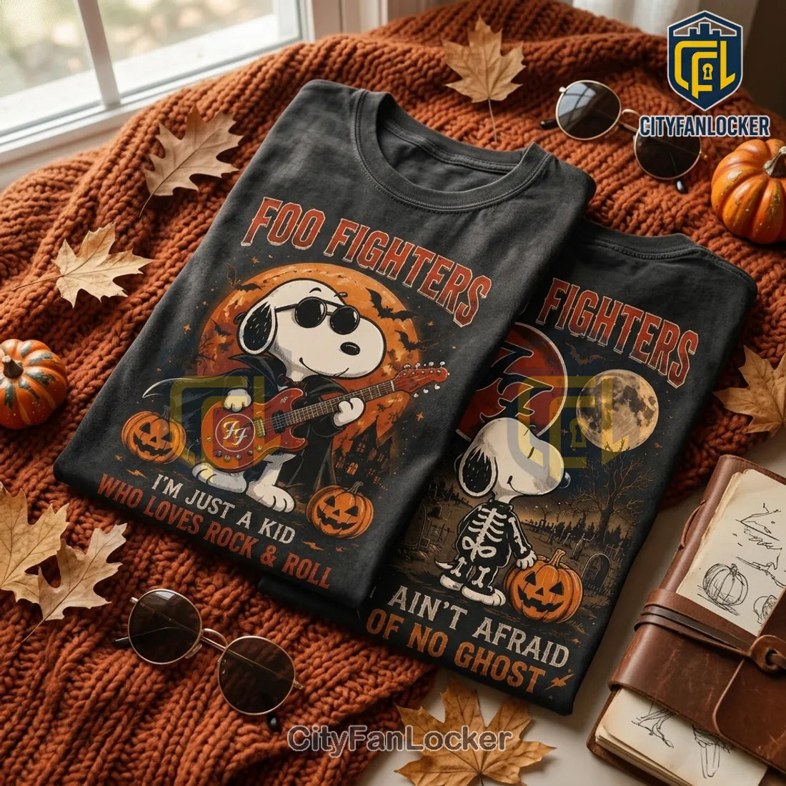 Foo Fighters x Snoopy Halloween Black T-Shirt
