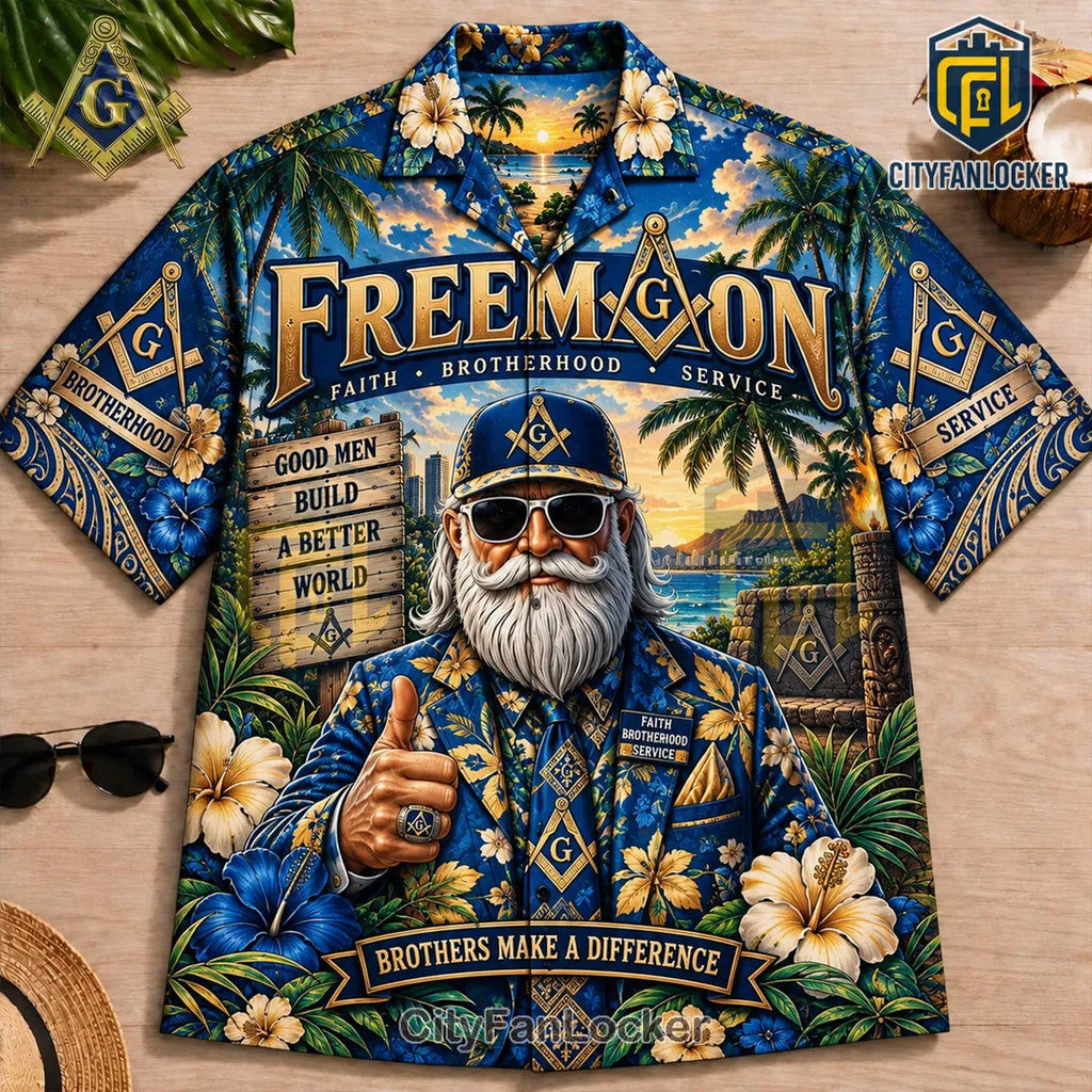 Freemason Floral Pattern Hawaiian Shirt