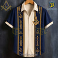 Freemason Symbol Gold Pattern Hawaiian Shirt