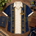 Freemason Symbol Gold Pattern Hawaiian Shirt