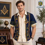 Freemason Symbol Gold Pattern Hawaiian Shirt