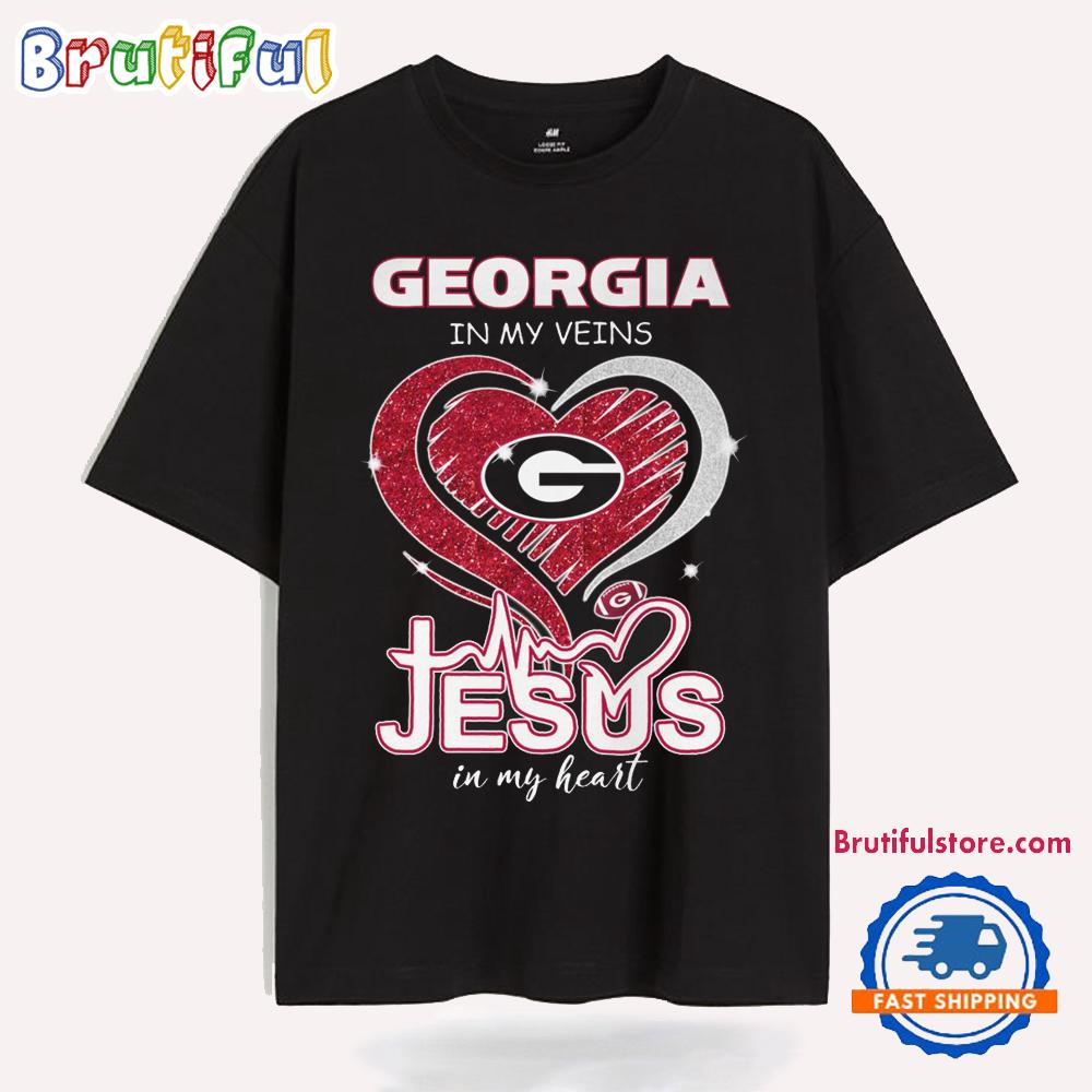 Georgia Bulldogs Football In My Veins Jesus In My Heart T Shirt