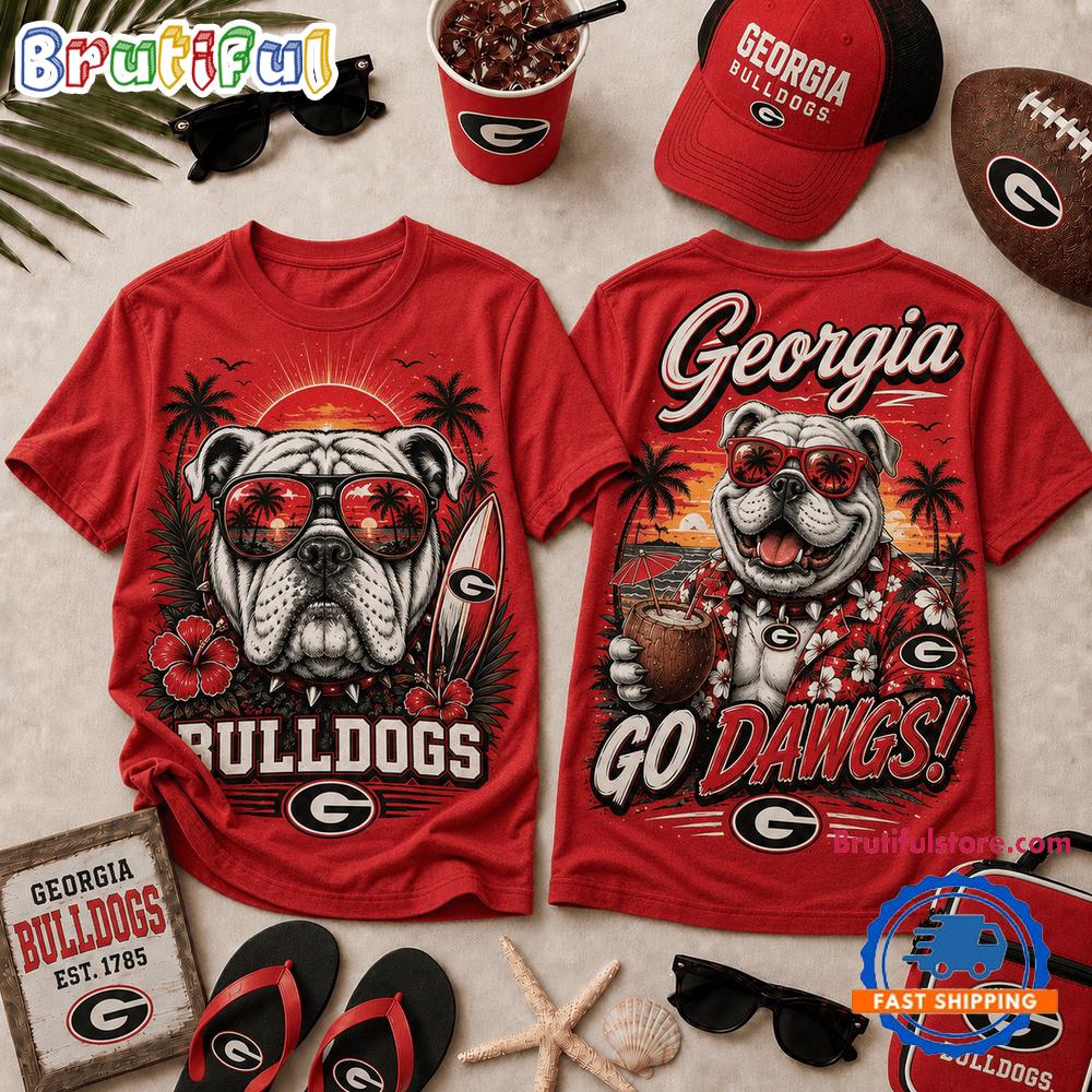 Georgia Bulldogs NCAA Summer Tropical Mascot Unisex 3D Shirt
