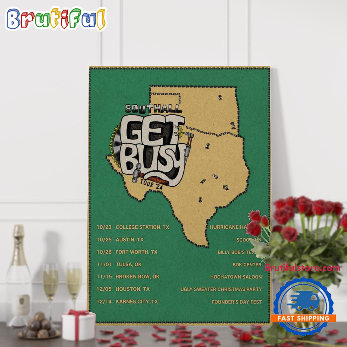 Get Busy Southall Tour 2024 Oklahoma Texas Poster Canvas Art