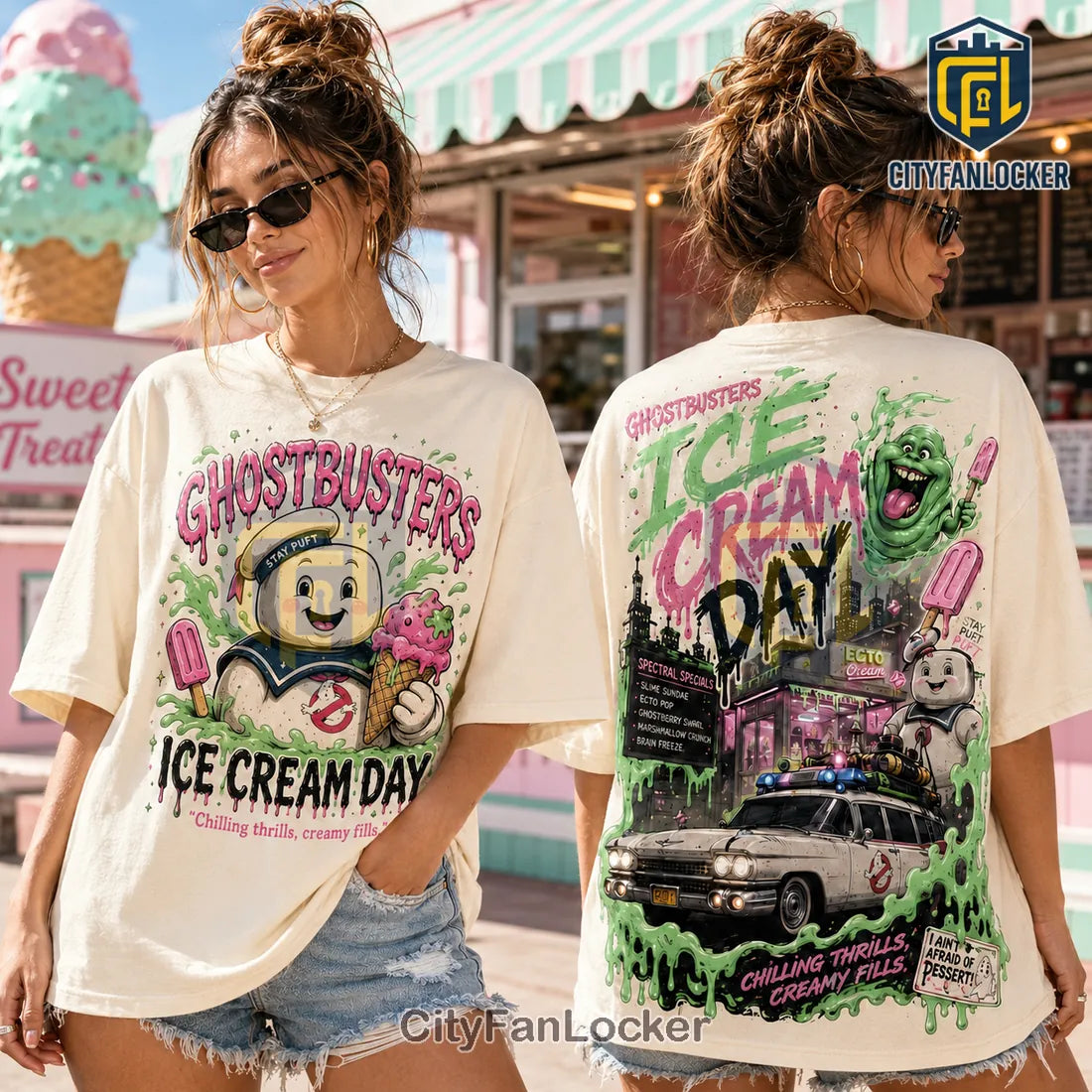 Ghostbusters Stay Puft Ice Cream Day Vintage T-Shirt